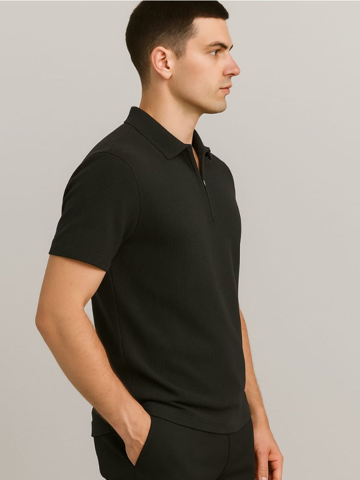 Crazy bee Black Collar Neck Tshirt: Black Collar Tshirt