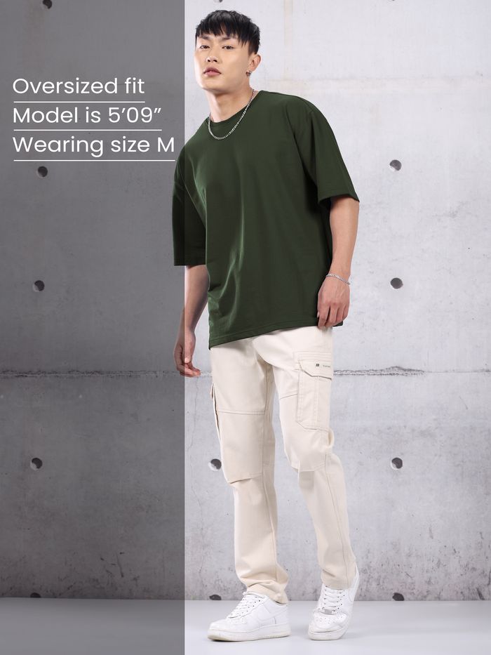 Oversize Plain Olive T-shirt
