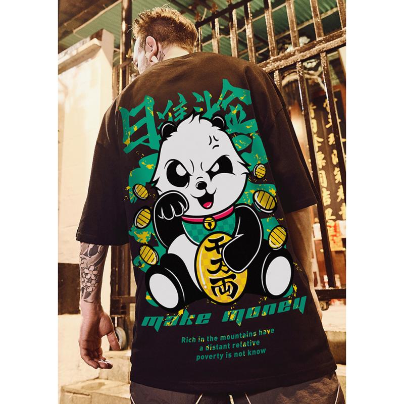 Panda Oversize tshirt for men trendy back printed down shoulder baggy fit Mens branded trending off Shoulder best printed tees