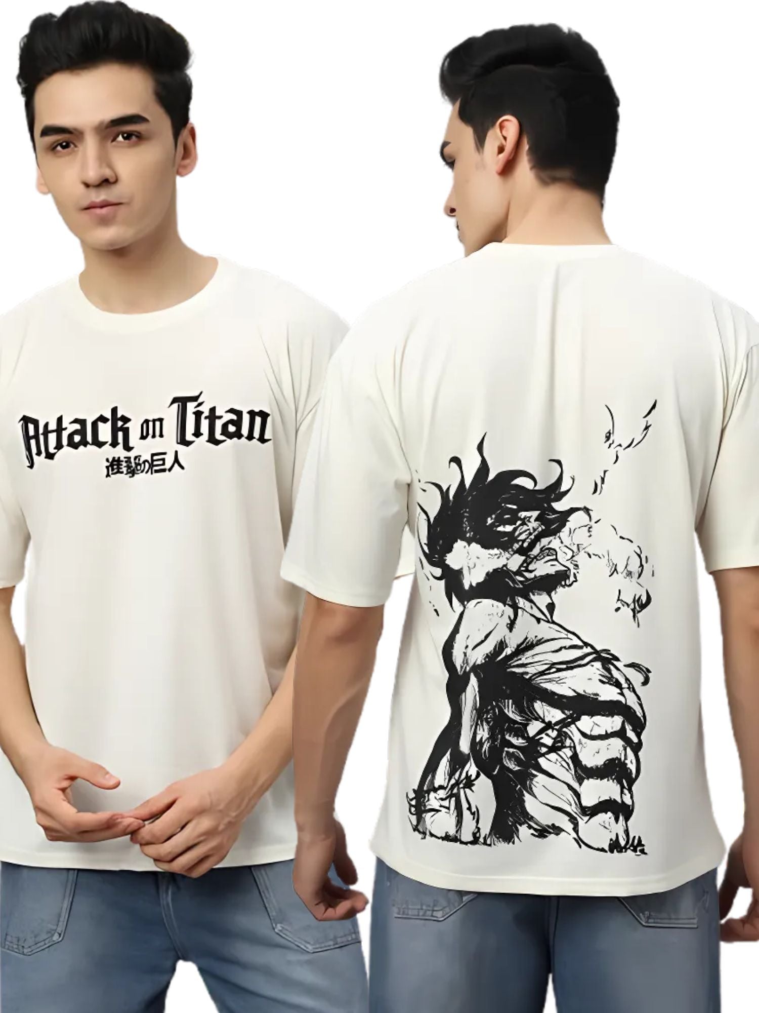 Oversized T shirt Back print OFF-WHITE - AttackofTitan