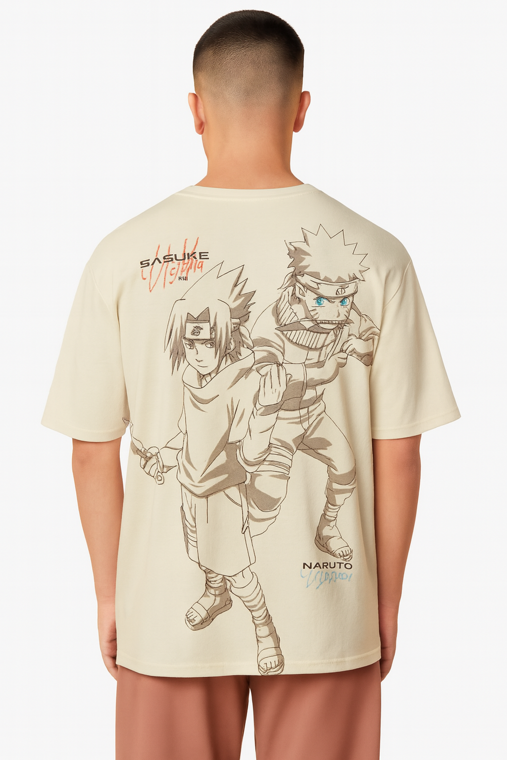 Crazybee <>Cotton Backprint  Off white SASUKE -