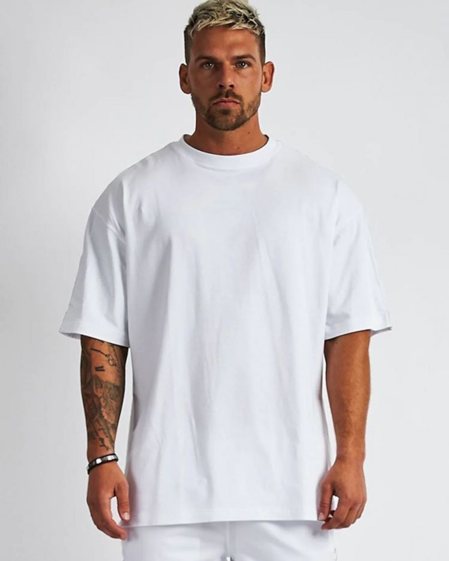 Plain tshirt men-CrazyBee-Plain White