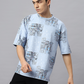 Oversize tshirt for Men Looper net 220 GSM - Crazybee- BB_Blue_Print