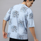 Oversize tshirt for Men Looper net 220 GSM - Crazybee- BB_Blue_Print