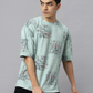 Oversize tshirt for Men Looper net 220 GSM - Crazybee- BB_Green_Print