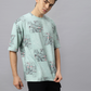 Oversize tshirt for Men Looper net 220 GSM - Crazybee- BB_Green_Print