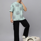 Oversize tshirt for Men Looper net 220 GSM - Crazybee- BB_Green_Print