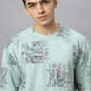 Oversize tshirt for Men Looper net 220 GSM - Crazybee- BB_Green_Print