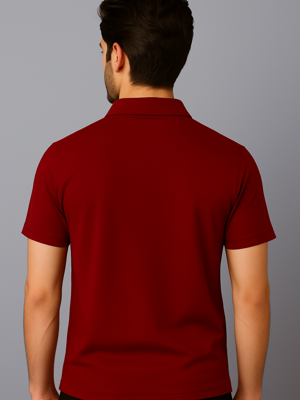 Crazybee Maroon Zipper Collar  T-shirt