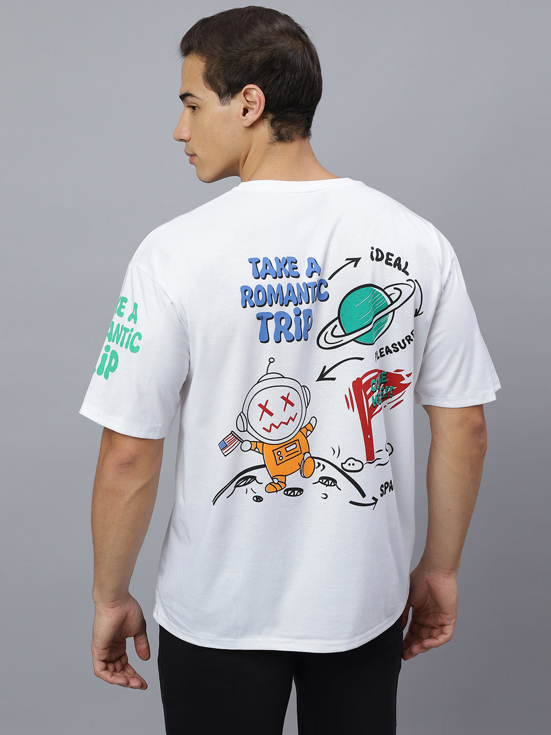 CRAZYBEE White Oversize T-shirt-ROMANTIC TRIP