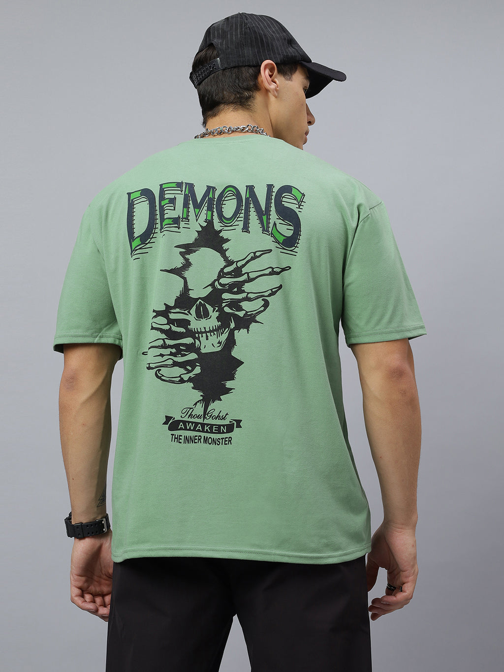 Crazybee Oversize Back print T-shirt : Demon