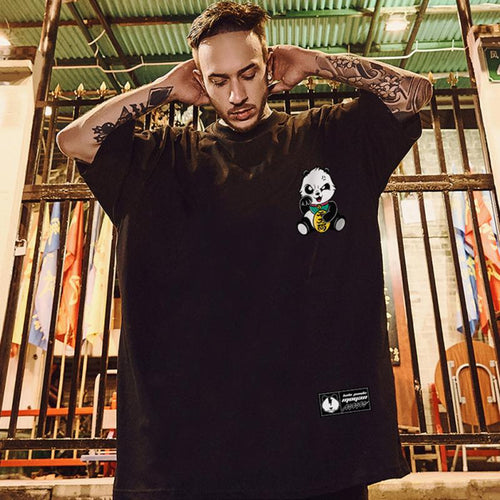 Oversized black, green t-shirt for men - MavinClub