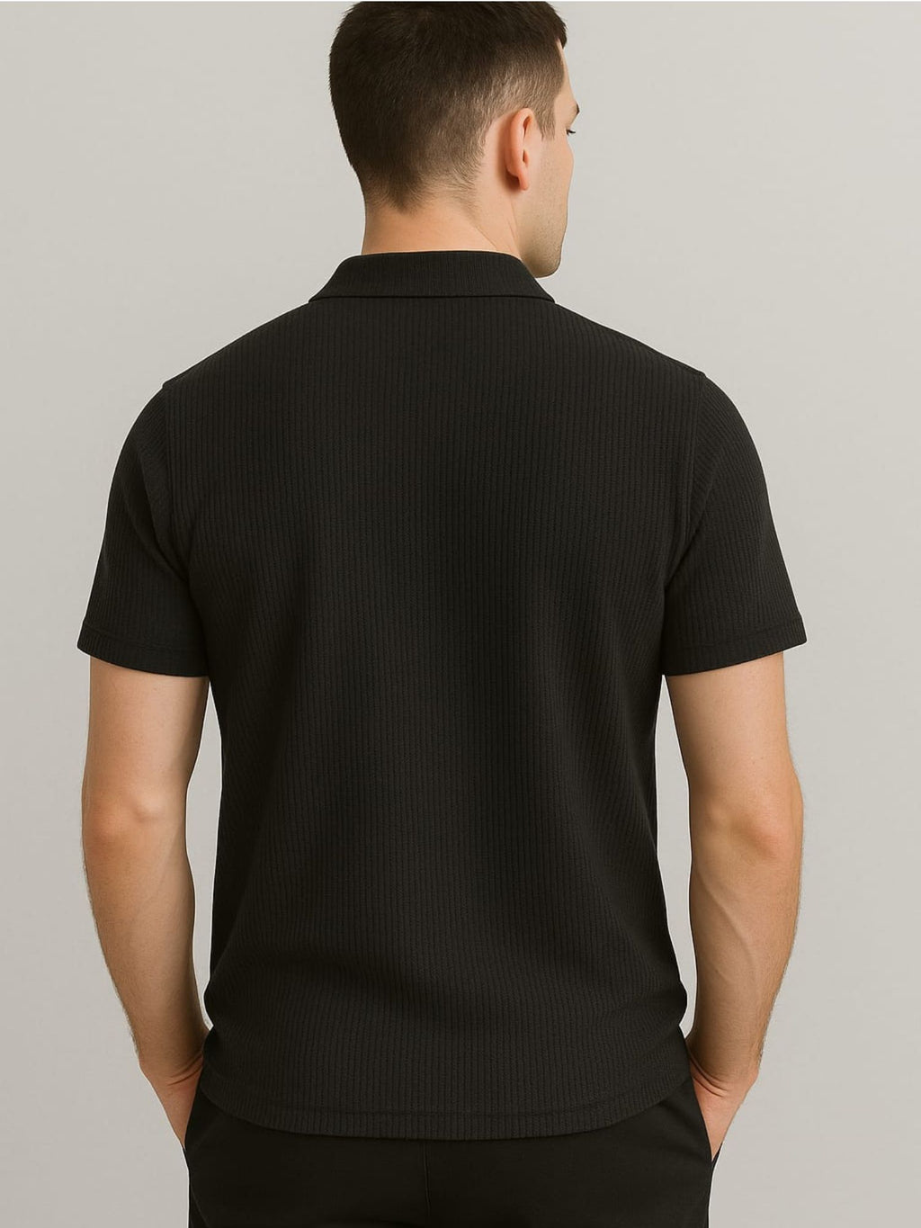 Crazy bee Black Collar Neck Tshirt: Black Collar Tshirt