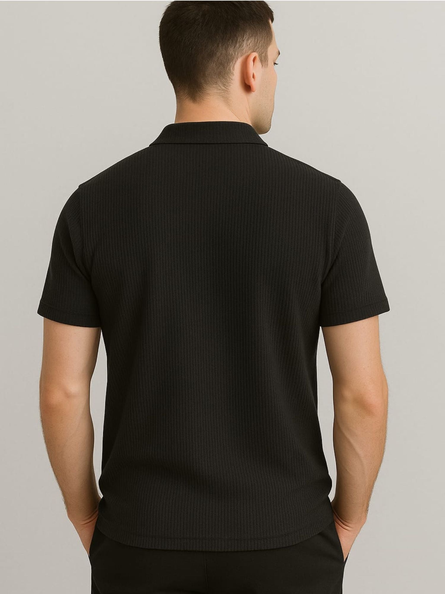 Crazy bee Black Collar Neck Tshirt: Black Collar Tshirt