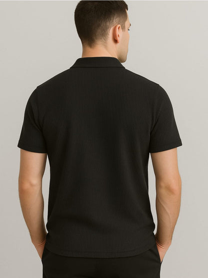 Crazy bee Black Collar Neck Tshirt: Black Collar Tshirt