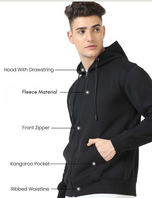 Crazybee<> Zipper BLACK Hoodie