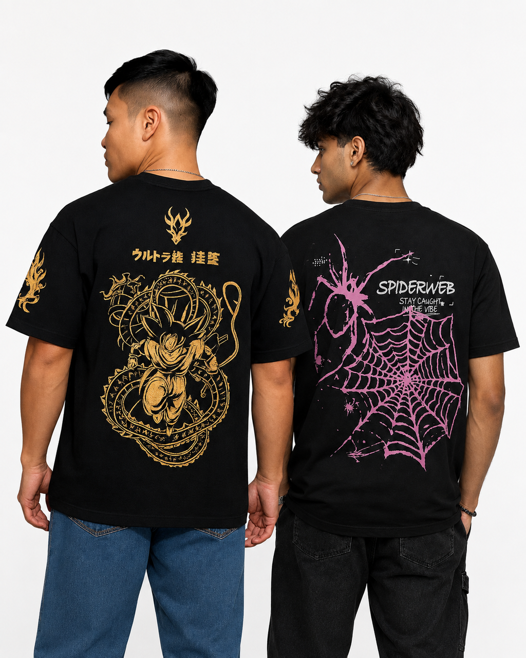 Pack Of 2 Tshirt <> Goku & Purple Spider -Deail