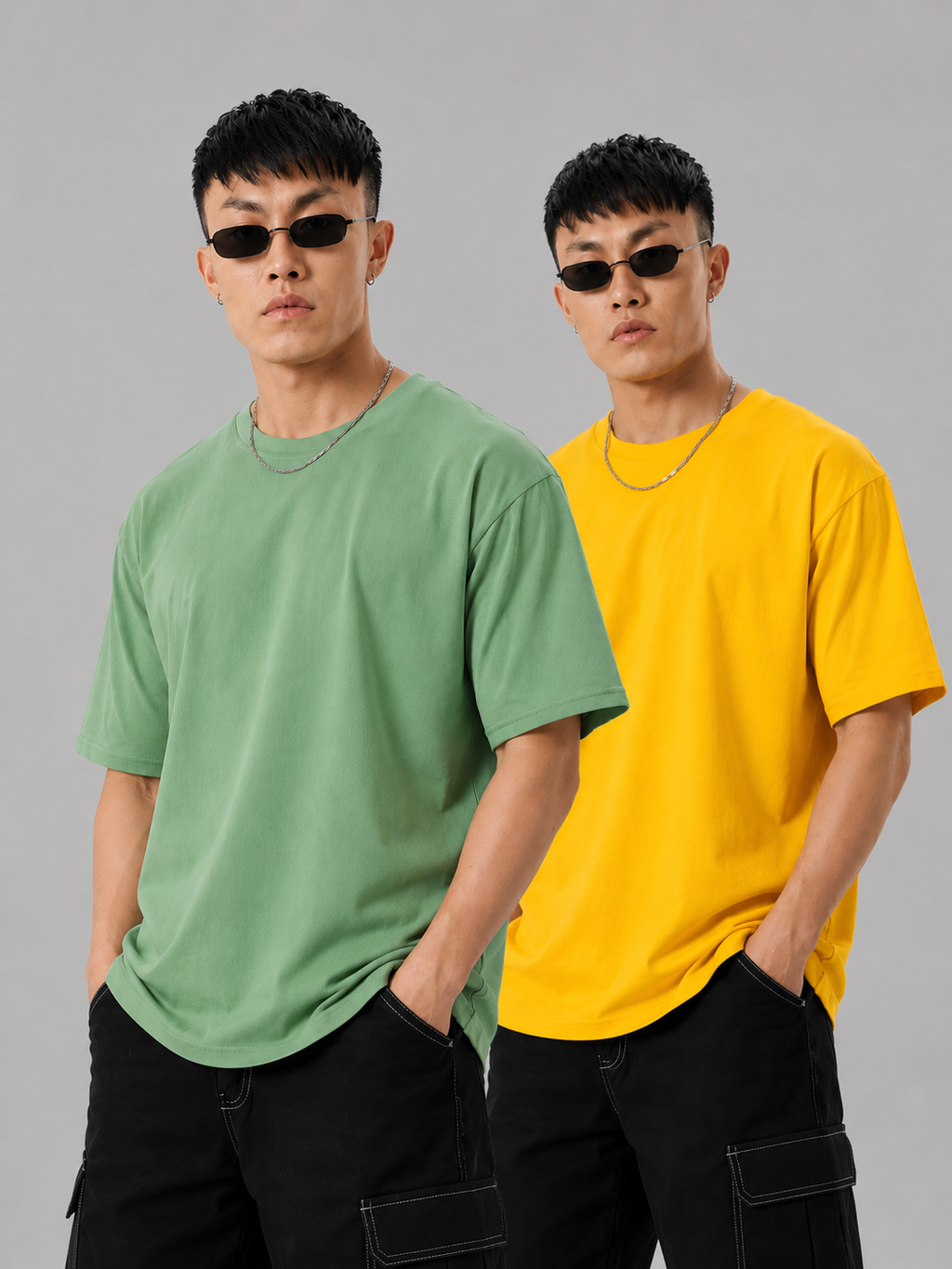 Pack of 2 Solid T-shirt ( Green + Yellow)