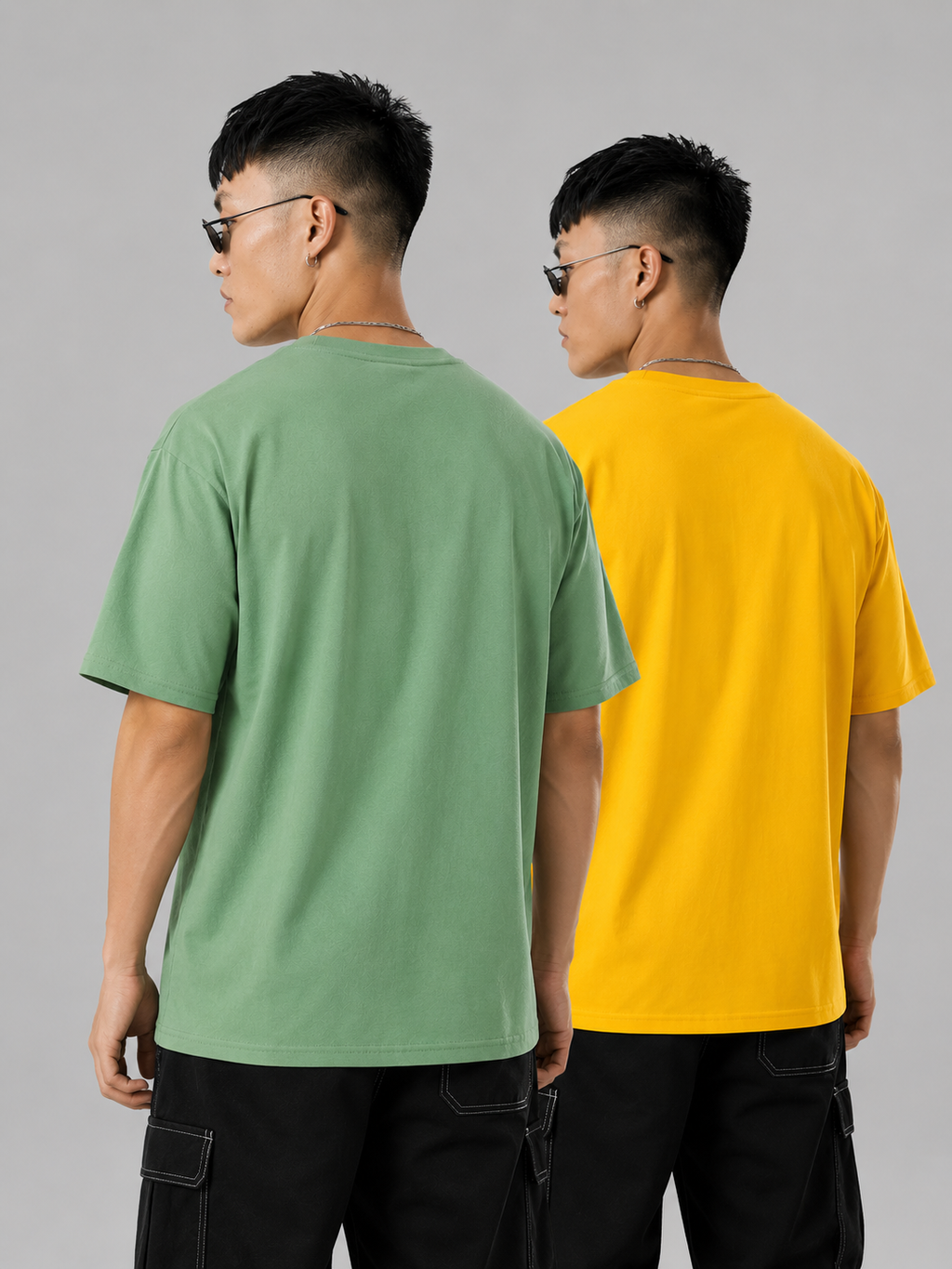 Pack of 2 Solid T-shirt ( Green + Yellow)