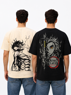 Pack of 2 Tshirt - ( Off_AttackOfTitan & Blk_Demon Slayer)-Deal