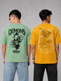 Pack Of 2 Tshirt - ( Pis-Demon & Yel-Dragon)-Deal