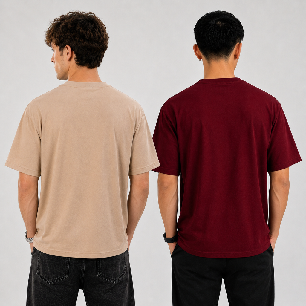 Pack of 2 Tshirt - Beig_Ground & Mar_California -Deal