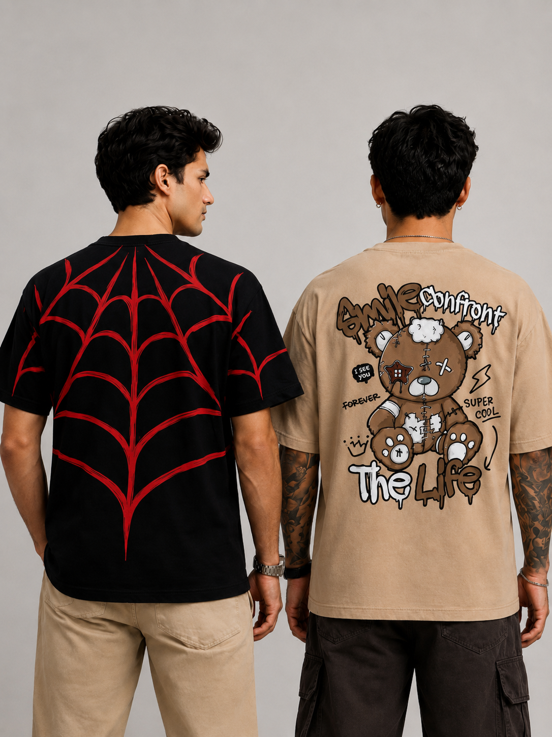 Pack of 2 Tshirt <> Blk_Spider & Bei_Smile
