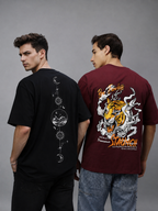 Pack of 2 Tshirt <> Maroon fearless &  Lunar - Deal
