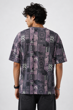 Cotton Rib <> Purple Tribal Print