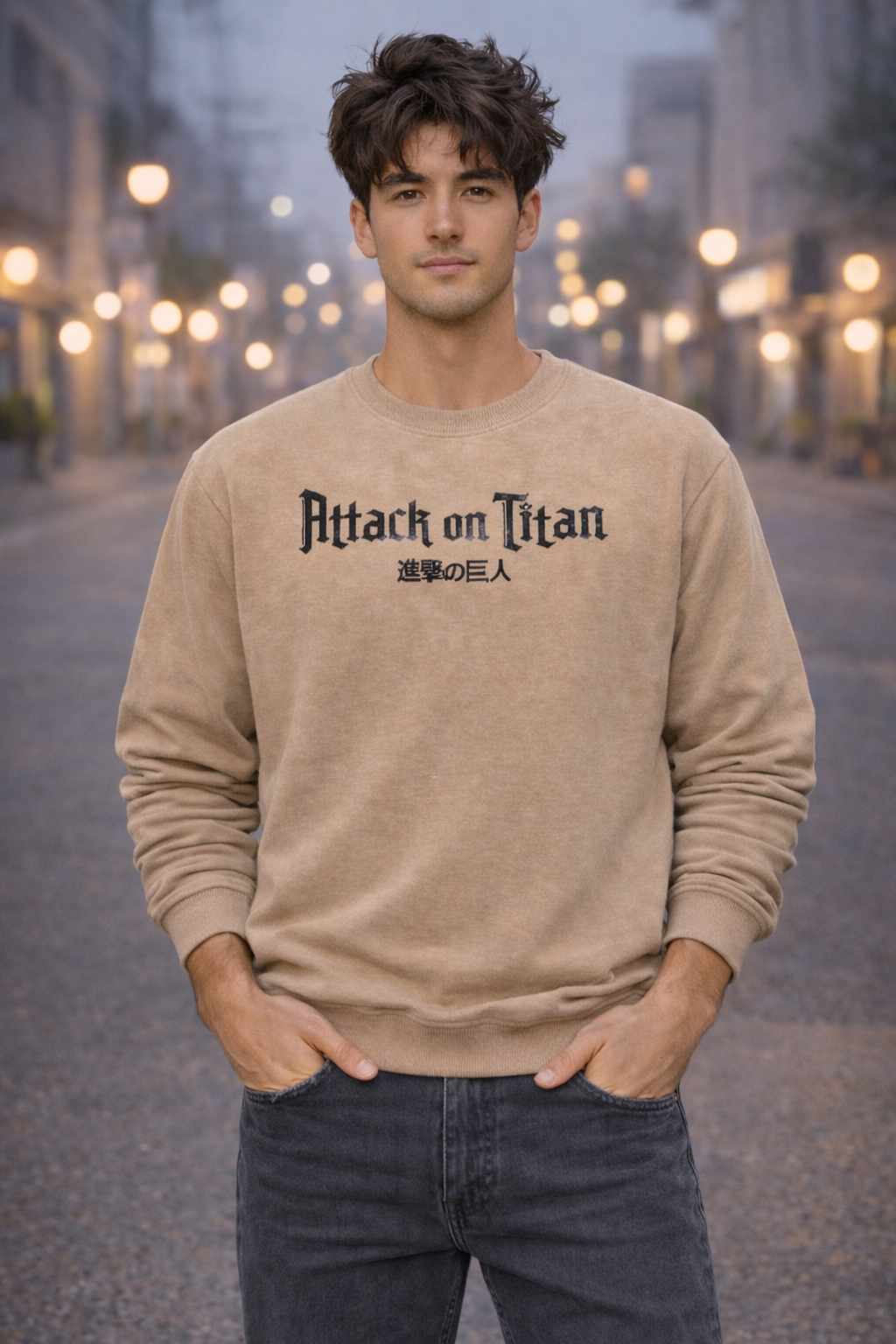 Sweatshirt - Beige-Attack Of Titan SWS