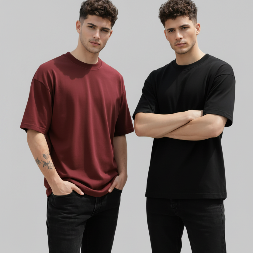 Pack of 2 Maroon, Black t-shirts combo for men - MavinClub