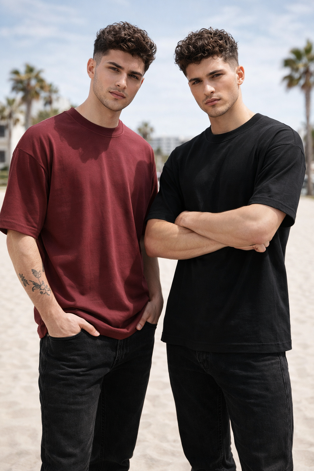 PACK OF 2 <> Plain Maroon + Black