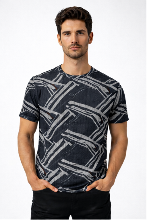 Crazybee <> All Ove Print Cotton Rib <> Grey Strike