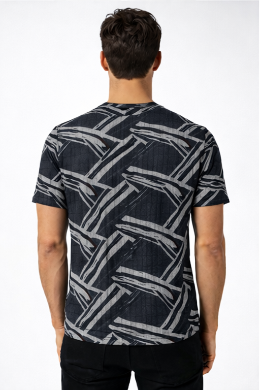 Crazybee <> All Ove Print Cotton Rib <> Grey Strike