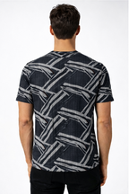 Crazybee <> All Ove Print Cotton Rib <> Grey Strike