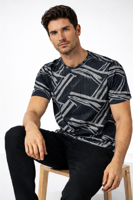 Crazybee <> All Ove Print Cotton Rib <> Grey Strike