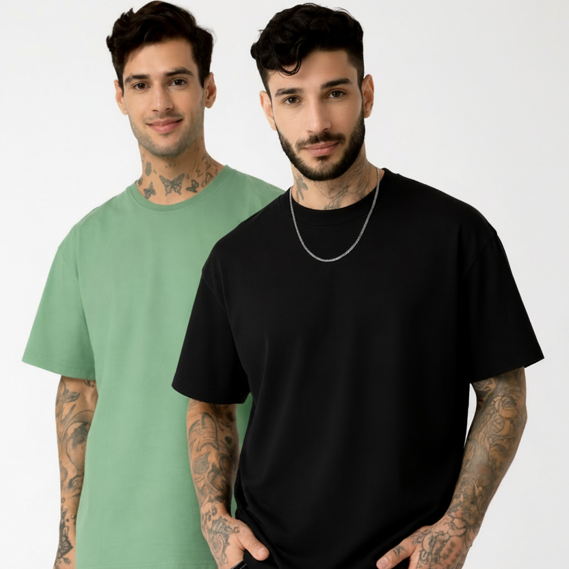 Pack of 2 Black, Green t-shirts combo for men - MavinClub