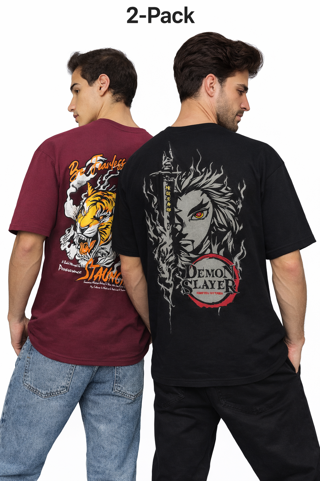 PACK OF 2 <> Maroon Fearelss + Demon Slayer Blk