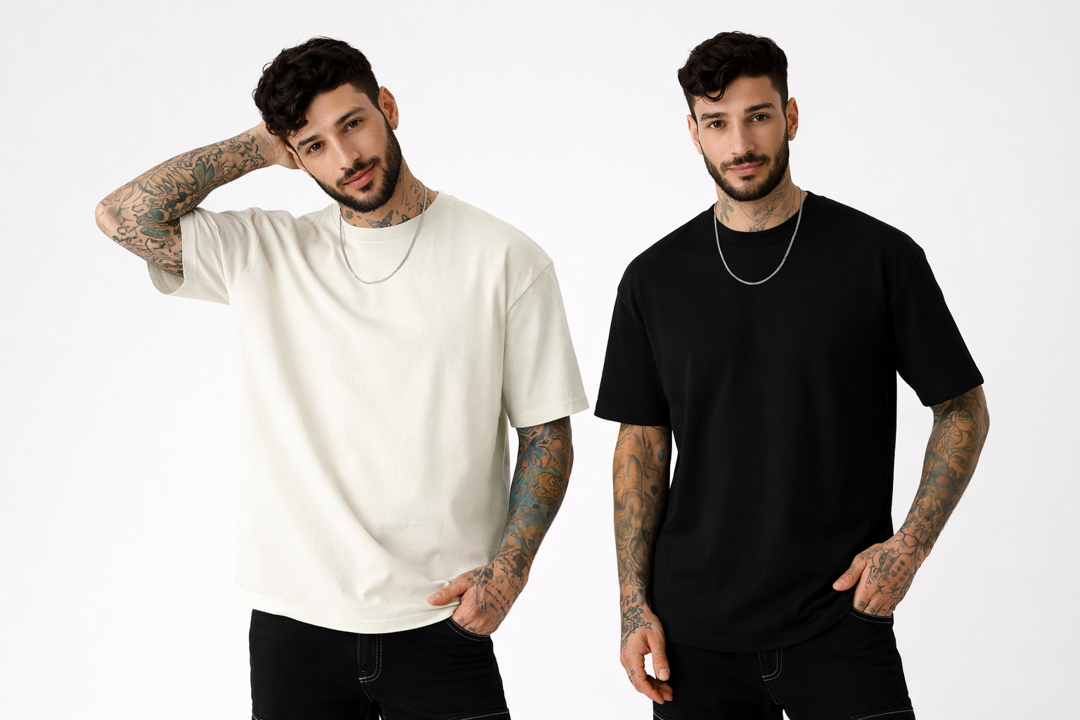 PACK OF 2 <> PLAIN off White + Black