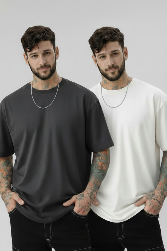Pack of 2 Off White, White, Grey t-shirts combo for men - MavinClub