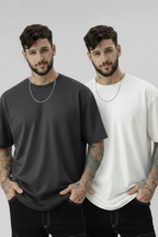 Pack of 2 Off White, White, Grey t-shirts combo for men - MavinClub