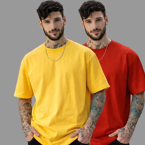 Pack of 2 Yellow, Grey t-shirts combo for men - MavinClub