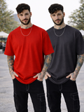 PACK OF 2 PLAIN <> RED + GREY T-SHIRT