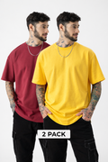 PACK OF 2 PLAIN <> YELLOW + MAROON