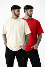 Pack of 2 Off White, White, Red t-shirts combo for men - MavinClub