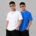 pack of 2 Solid T-shirt- White && Blue
