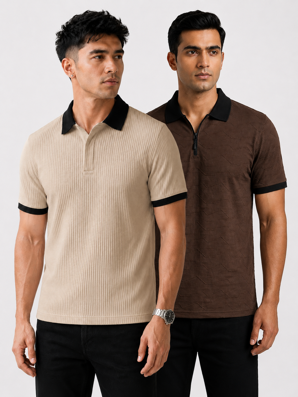 Pack of 2 polo (RIb Offwhite Contrast & Citizen Brown Contrast) - Deal