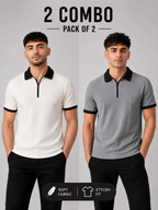 Pack of 2 Polo (White_Black & Grey_Black)