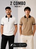 Pack of 2 Polo (White_Black & Beige_Black)