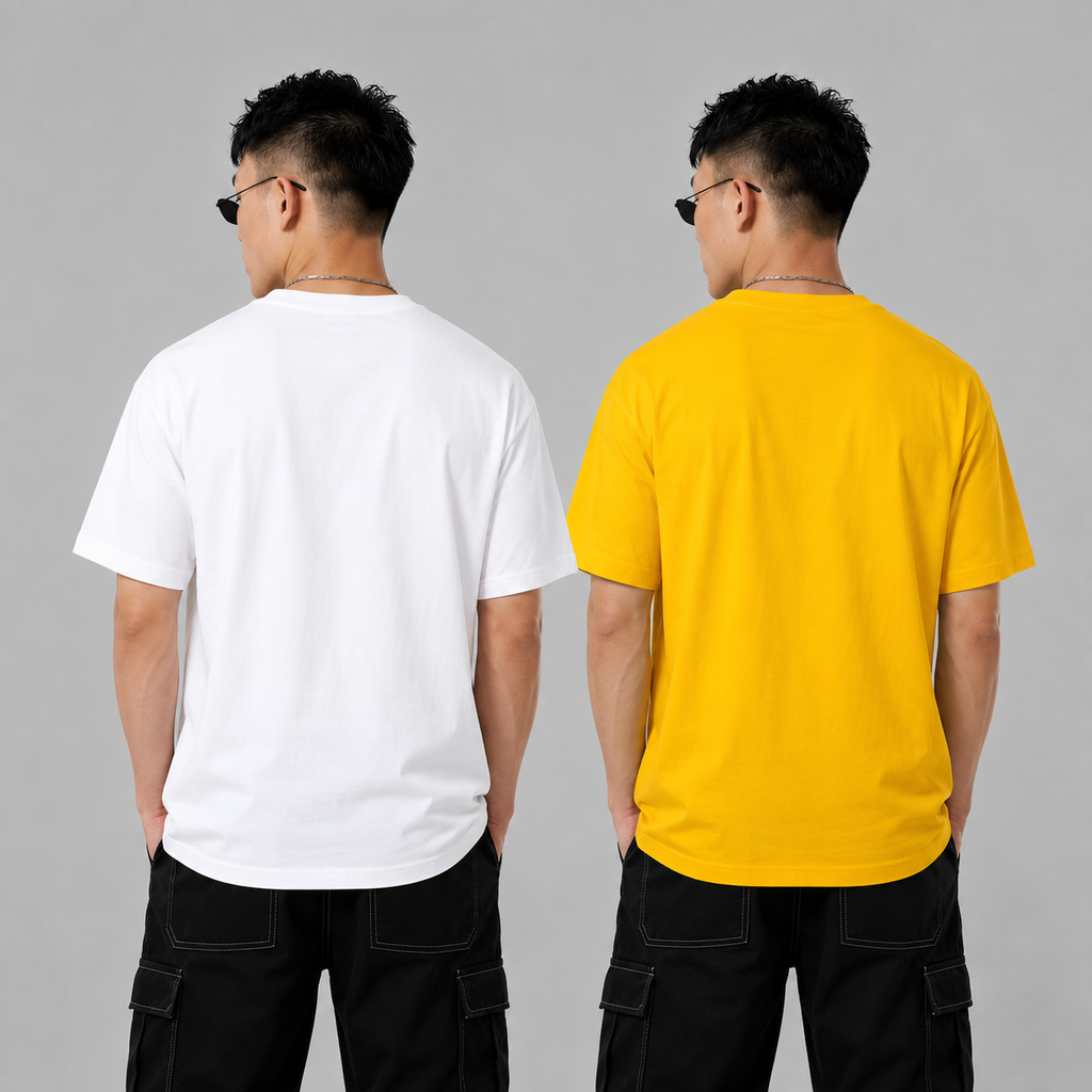 Pack of 2 Plain <> White && Yellow
